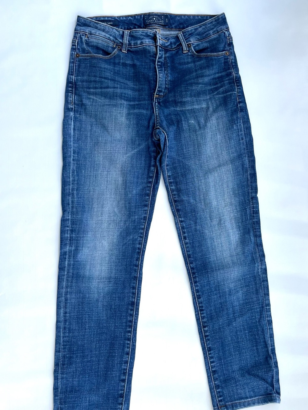 Lucky Brand Mid Rise Skinny Jeans Blue Medium Wash Size 6 / 29 Ankle Cropped